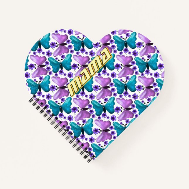 Custom and personalized butterfly floral  notebook (Front)