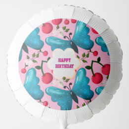 Custom and personalized cherry butterfly gift   balloon