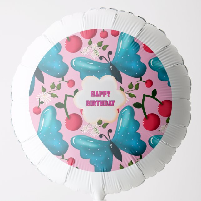 Custom and personalized cherry butterfly gift   balloon (Front)