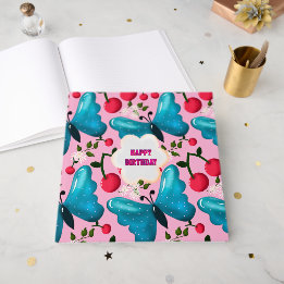 Custom and personalized cherry butterfly gift   guest book