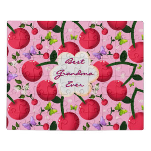 Custom and personalized cherry butterfly gift jigsaw puzzle