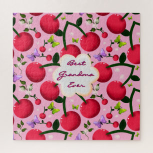 Custom and personalized cherry butterfly gift jigsaw puzzle