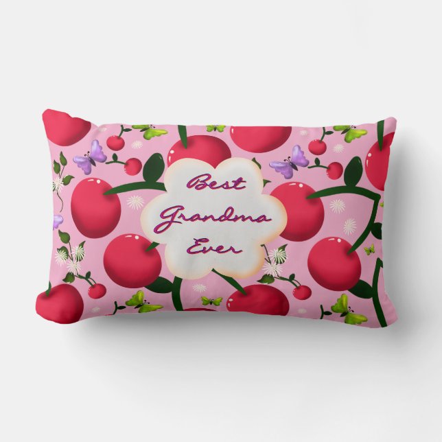 Custom and personalized cherry butterfly gift  lumbar pillow (Front)