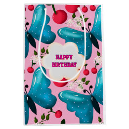 Custom and personalized cherry butterfly gift   medium gift bag