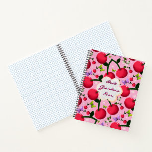 Custom and personalized cherry butterfly gift  notebook