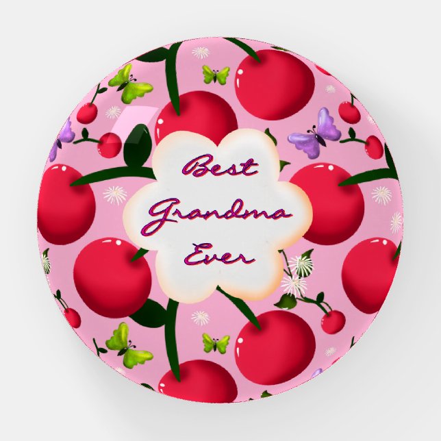 Custom and personalized cherry butterfly gift  paperweight (Front)