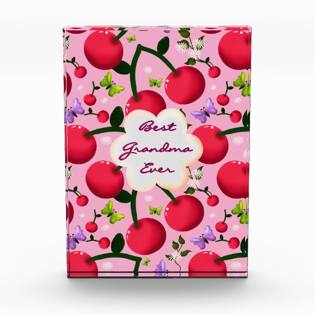 Custom and personalized cherry butterfly gift  photo block (Front)