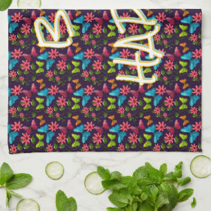 Custom and personalized Colorful Butterfly Kitchen Towel