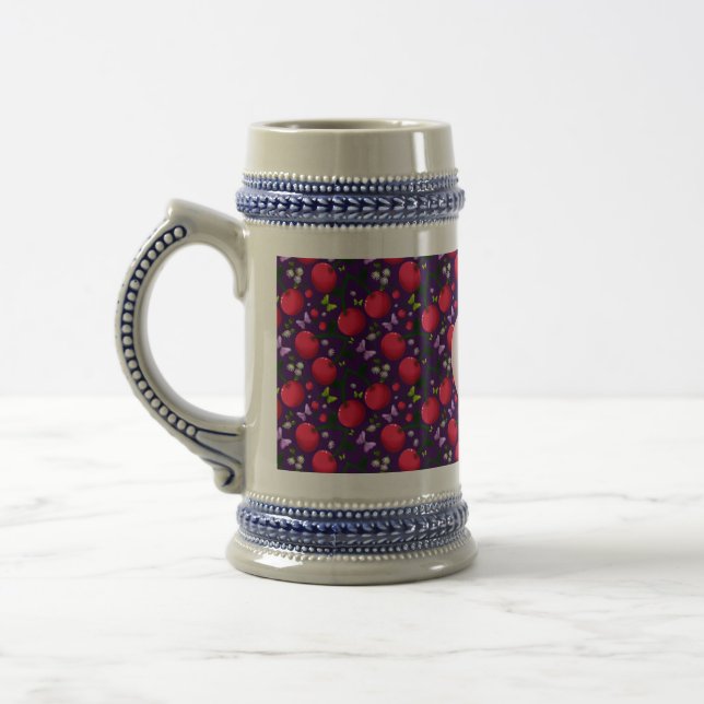 Custom and personalized Cute Cherry Butterfly  Beer Stein (Left)
