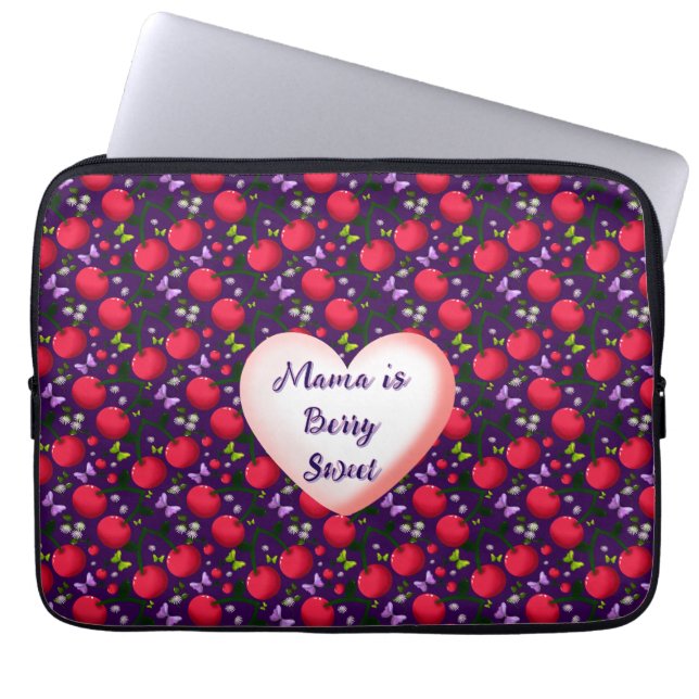 Custom and personalized Cute Cherry Butterfly  Laptop Sleeve (Front)