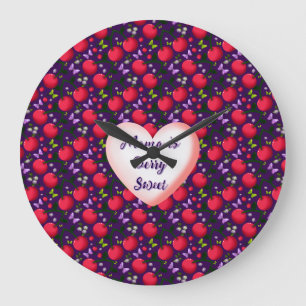Custom and personalized Cute Cherry Butterfly  Large Clock