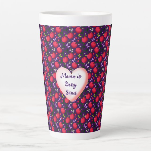Custom and personalized Cute Cherry Butterfly  Latte Mug (Front)