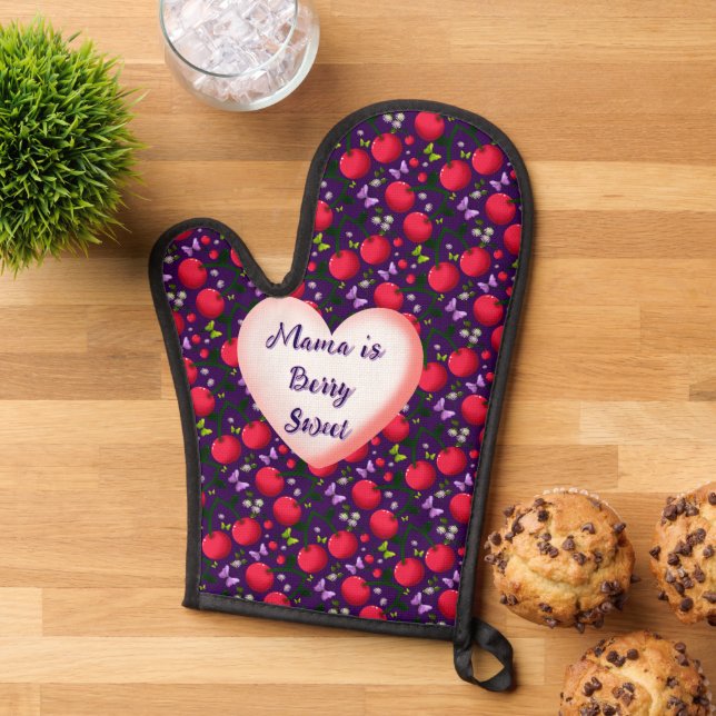 Custom and personalized Cute Cherry Butterfly  Oven Mitt (Top down)