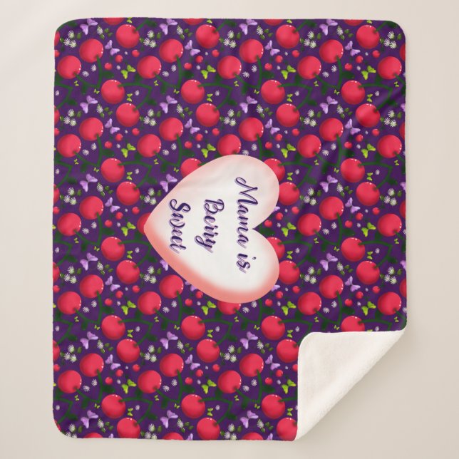 Custom and personalized Cute Cherry Butterfly  Sherpa Blanket (Front)