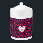 Custom and personalized Cute Cherry Butterfly  Teapot<br><div class="desc">Adorable seamless pattern featuring glossy cherries, cute butterflies, and delicate floral elements. Designed in a soft kawaii aesthetic, this pattern is perfect for summer vibes, kids products, and feminine accessories. The bright cherries combined with soft butterflies create a playful and eye-catching design ideal for stickers, phone cases, apparel, and home...</div>