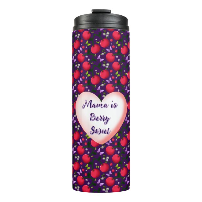 Custom and personalized Cute Cherry Butterfly  Thermal Tumbler (Front)