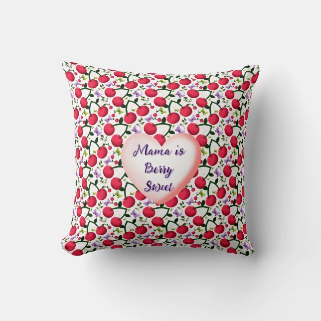 Custom and personalized Cute Cherry Butterfly  Throw Pillow (Front)