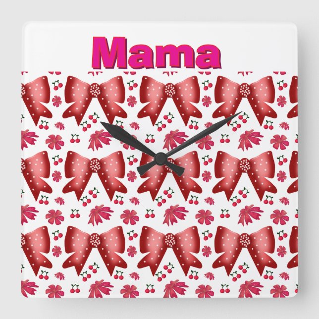 Custom and personalized Cute Coquette Gift Square Wall Clock (Front)