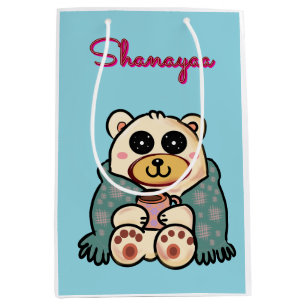 Custom and personalized cute polar bear medium gift bag