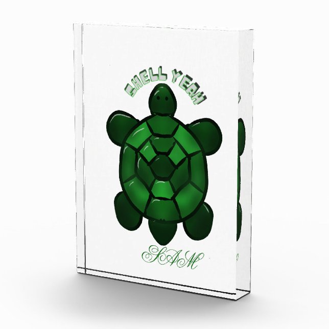 Custom and personalized Cute Turtle  Acrylic Award (Right)