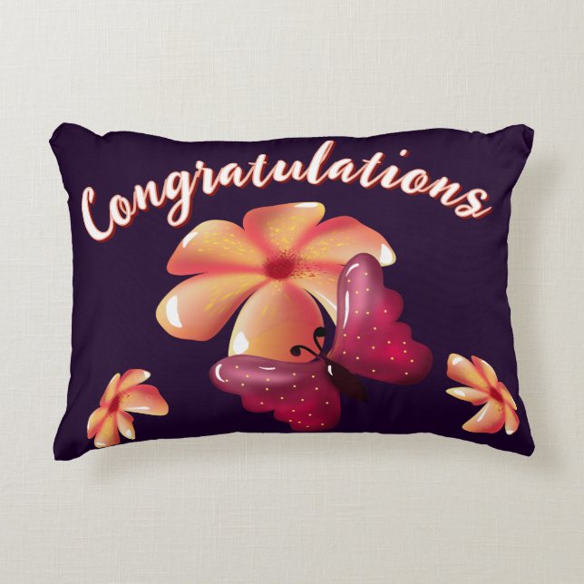 Custom and personalized floral Butterfly Pattern  Accent Pillow (Front)