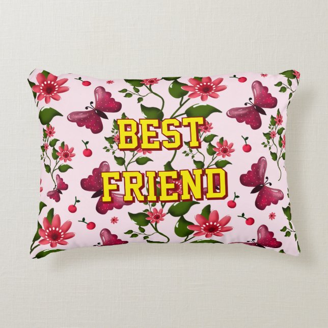 Custom and personalized floral Butterfly pattern  Accent Pillow (Front)