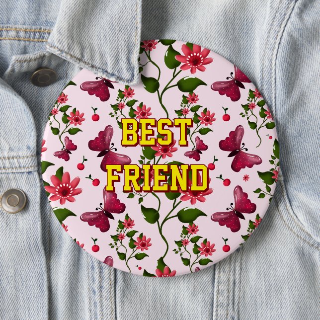 Custom and personalized floral Butterfly pattern  Button (In Situ)