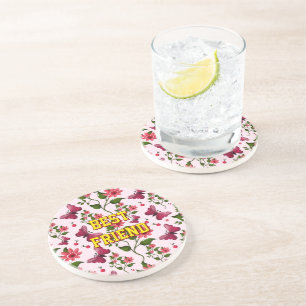 Custom and personalized floral Butterfly pattern  Coaster