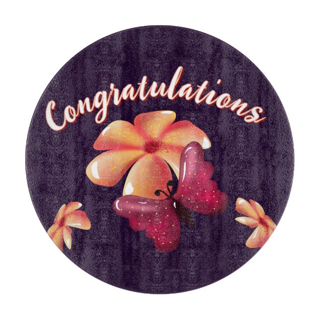 Custom and personalized floral Butterfly Pattern  Cutting Board (Front)