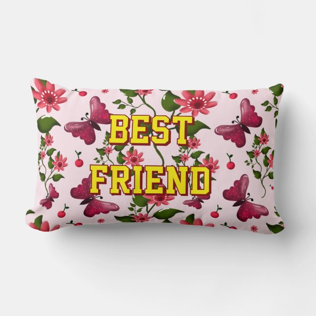 Custom and personalized floral Butterfly pattern  Lumbar Pillow (Front)