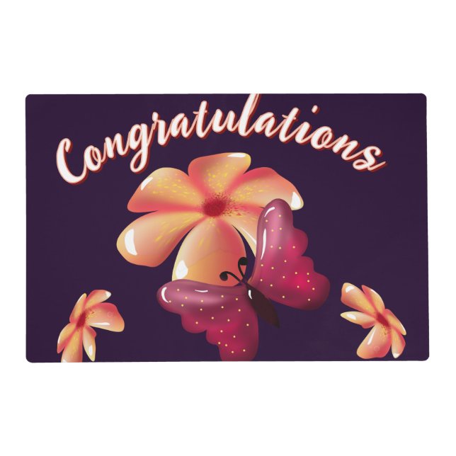 Custom and personalized floral Butterfly Pattern  Placemat (Front)