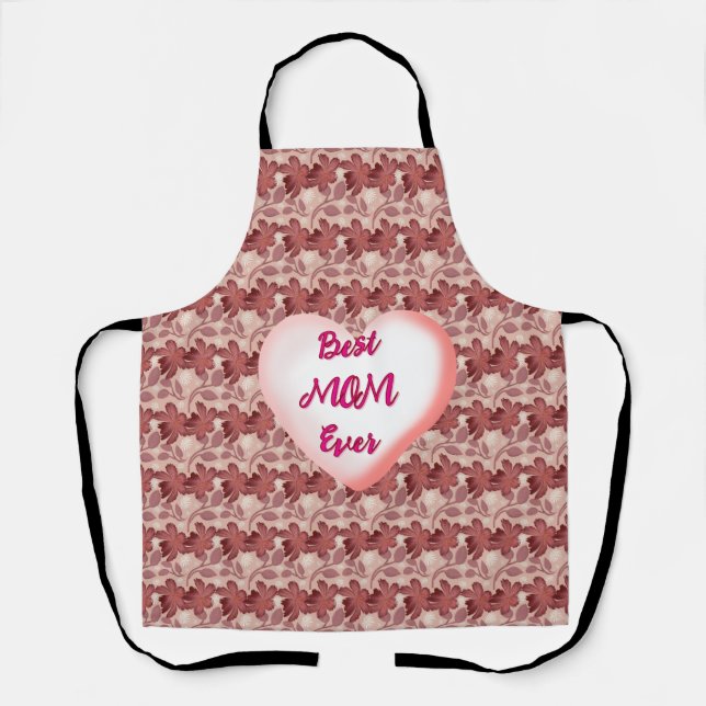 Custom and personalized floral gift for Mom Apron (Front)