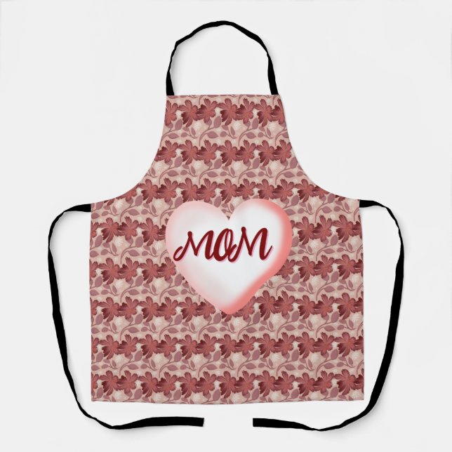 Custom and personalized floral gift for Mom Apron (Front)