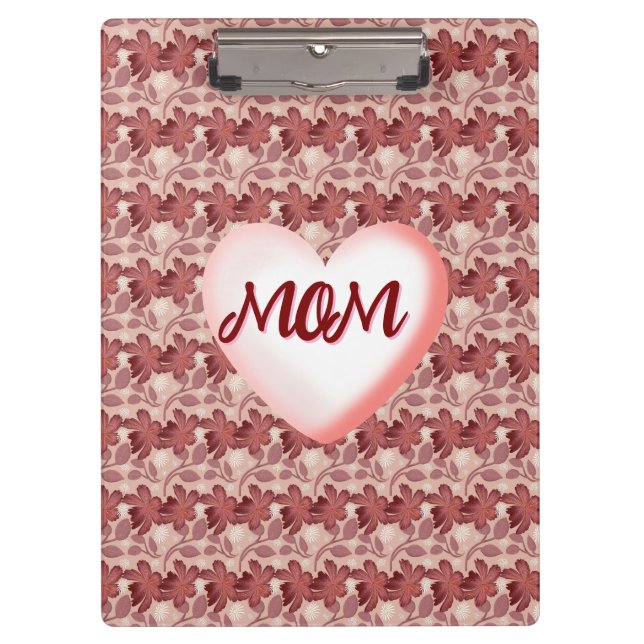 Custom and personalized floral gift for Mom Clipboard (Front)