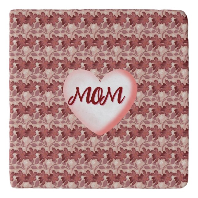Custom and personalized floral gift for Mom Trivet (Front)