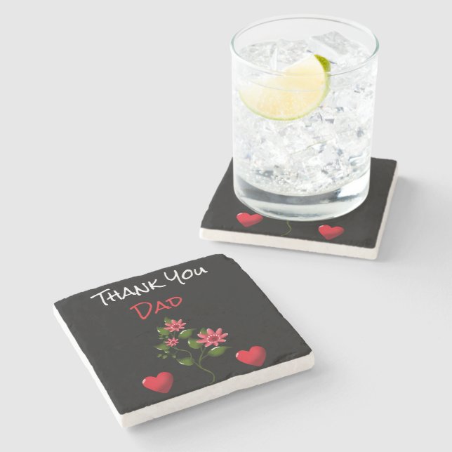 Custom and personalized floral gift  stone coaster (Side)