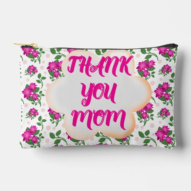Custom and personalized floral pattern  accessory pouch (Front)