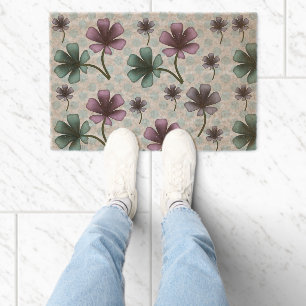 Custom and personalized floral pattern  fiber doormat
