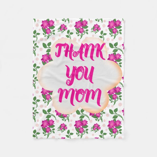 Custom and personalized floral pattern  fleece blanket (Front)