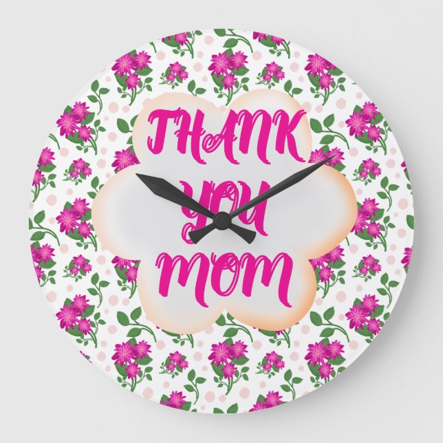 Custom and personalized floral pattern  large clock (Front)