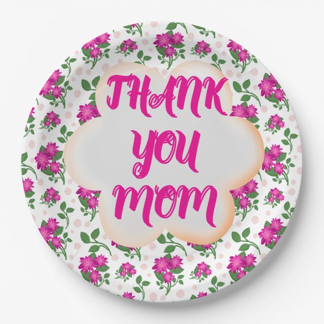 Custom and personalized floral pattern  paper plates (Front)