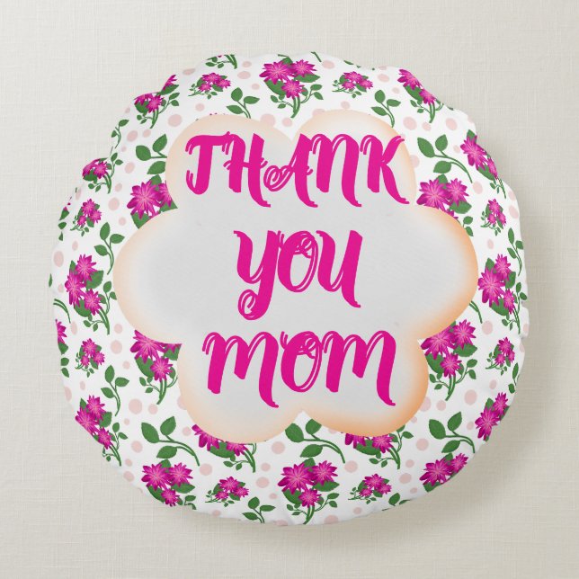 Custom and personalized floral pattern  round pillow (Front)