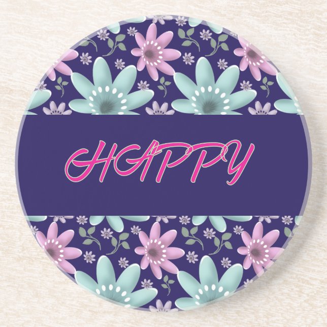 Custom and personalized floral Ping Pong Paddle Coaster (Front)
