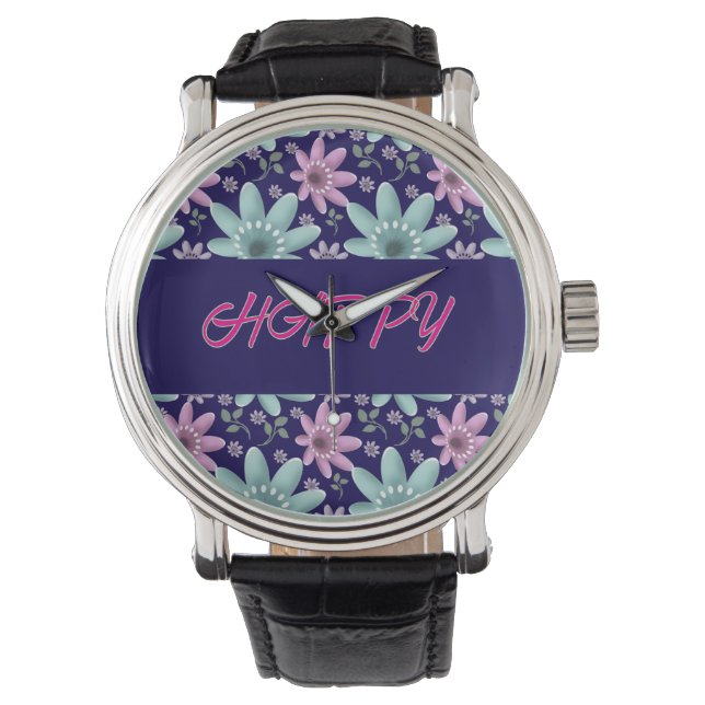 Custom and personalized floral Ping Pong Paddle Watch (Front)