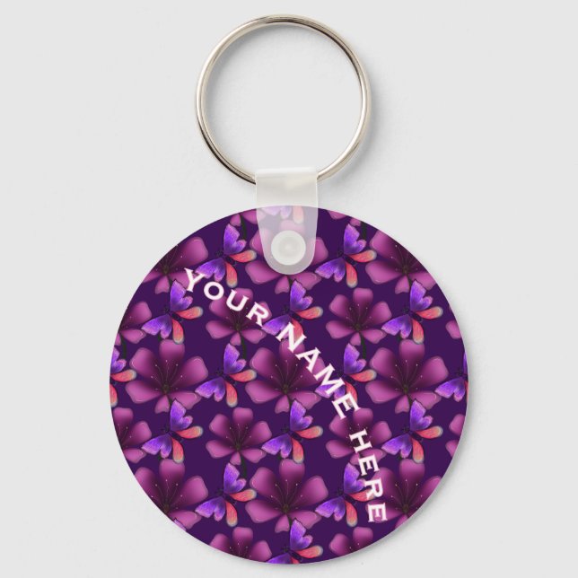 Custom and personalized floral Spiral Notebook Keychain (Front)