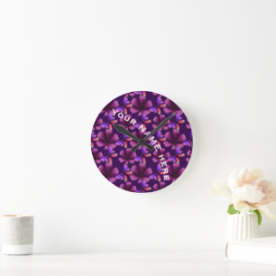 Custom and personalized floral Spiral Notebook Round Clock