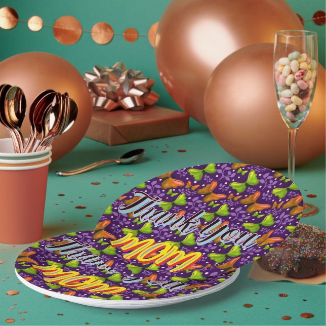 Custom and personalized gift butterfly Pattern   Paper Plates (Multi)