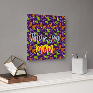 Custom and personalized gift butterfly Pattern Square Wall Clock