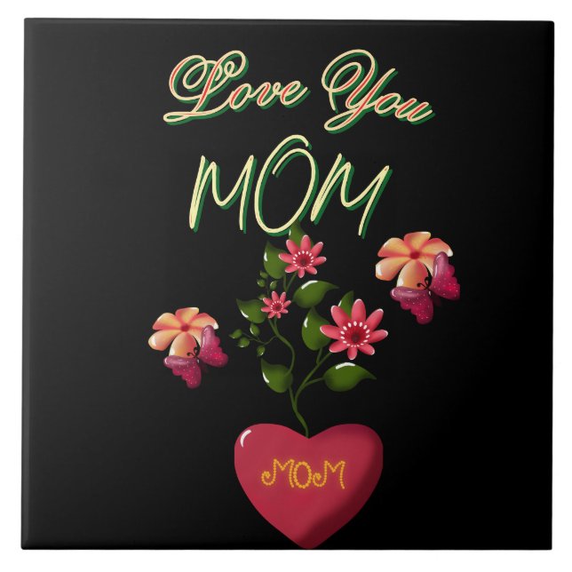 Custom and Personalized Mother's Day Floral gift  Ceramic Tile (Front)