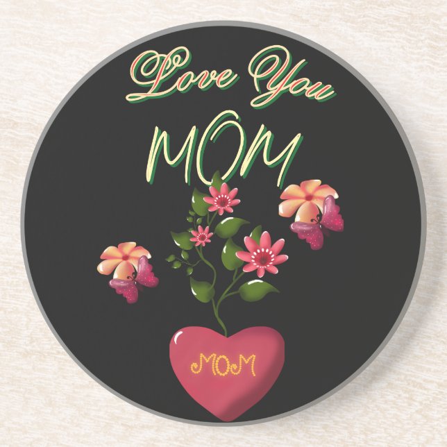 Custom and Personalized Mother's Day Floral gift  Coaster (Front)